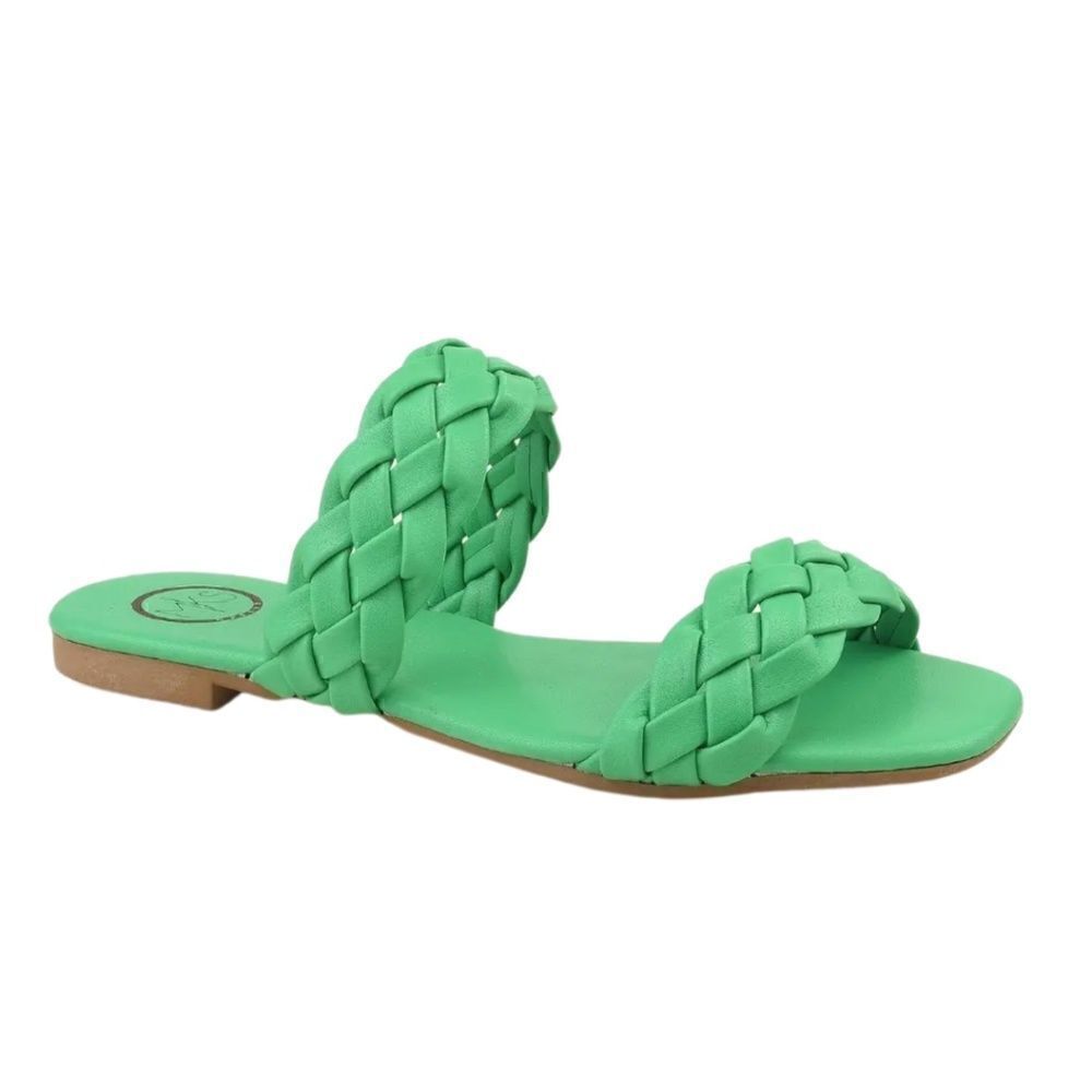 Green Braided Double Strap Sandal